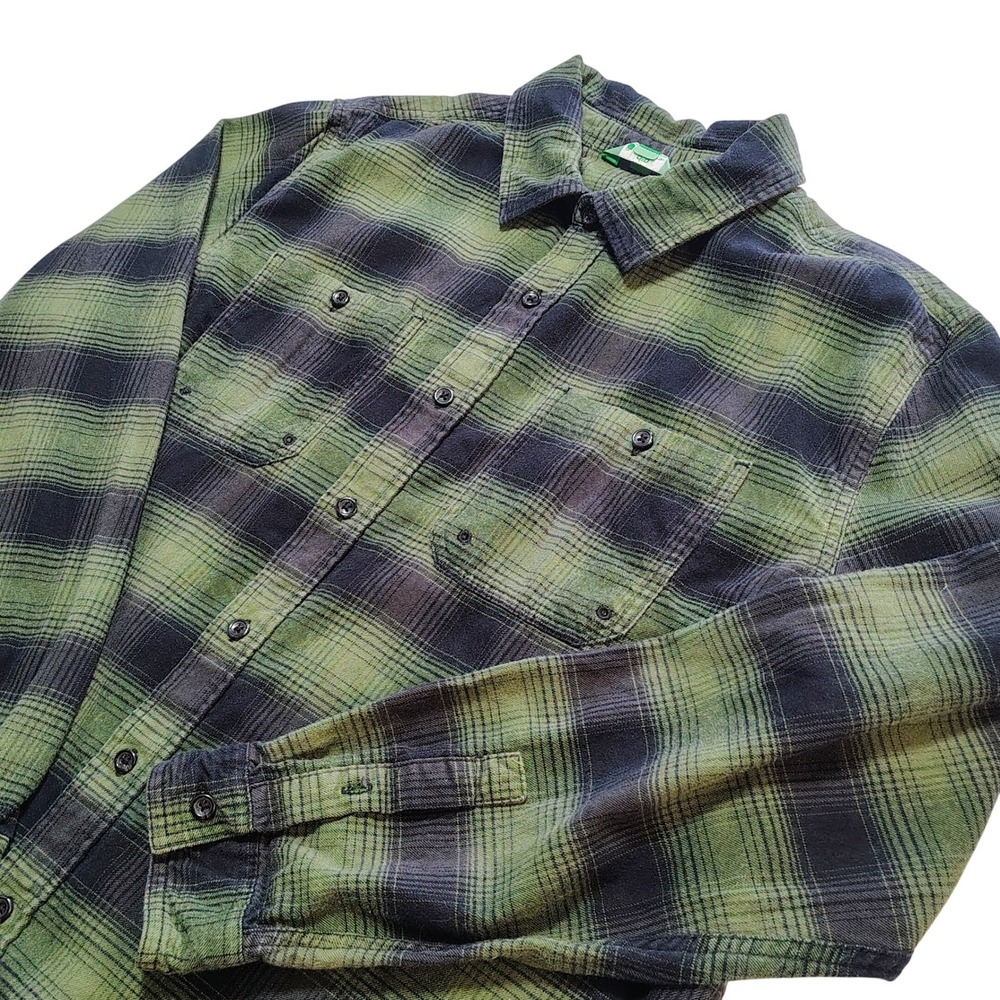 Dip Organic Cotton‎ Plaid Lumberjack Flannel Shirt Long Sleeve Button Up  Men L